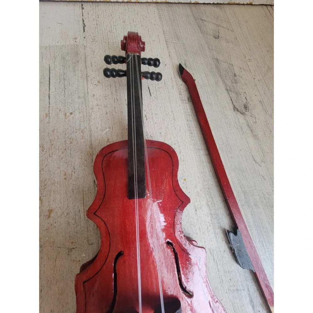 Vintage wooden violin bow display Xmas home decor music figure unique